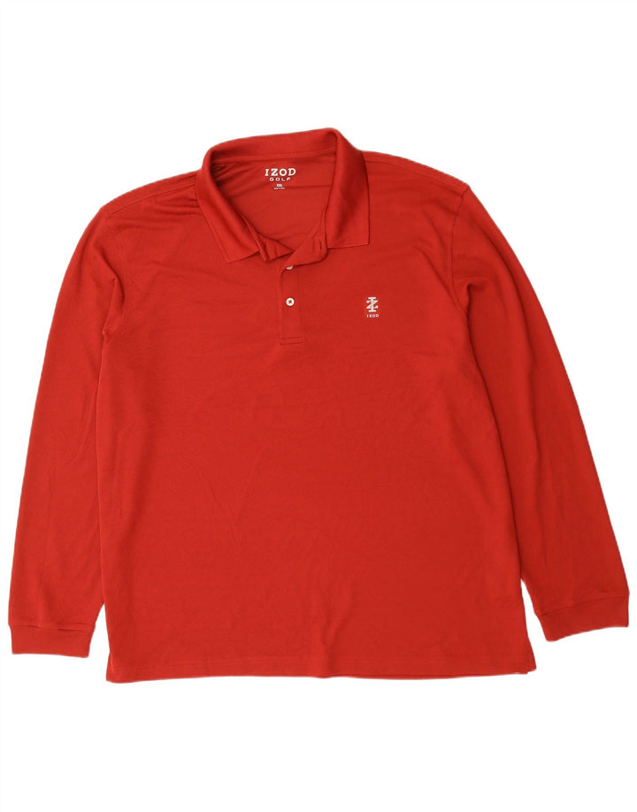 Tricou polo IZOD Golf cu mânecă lungă pentru bărbați, poliester roșu 2XL
