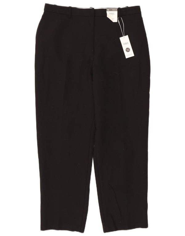 Pantaloni casual drepti pentru femei Marks & Spencer UK 16 Large W34 L30 Negru