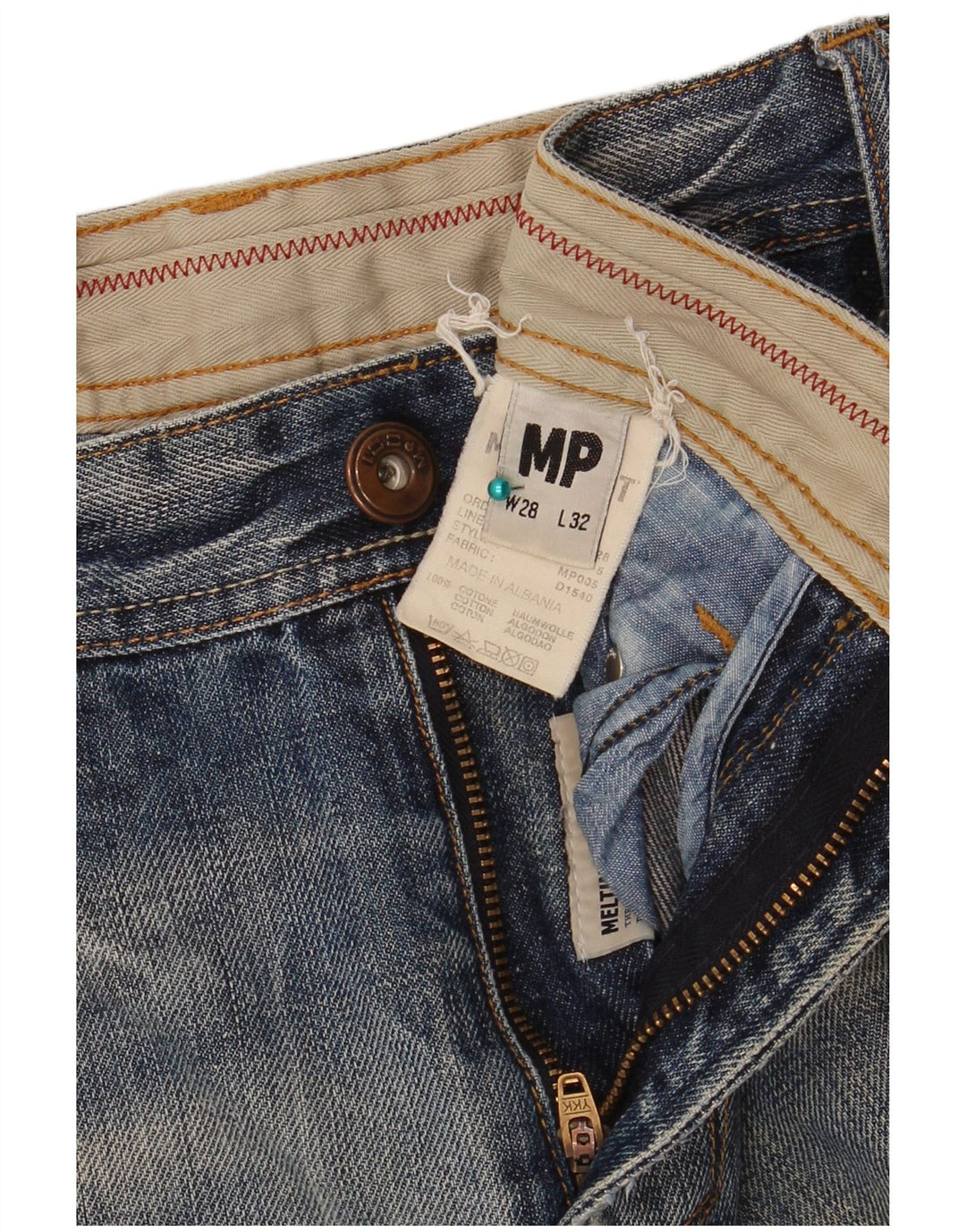 Meltin' Pot Blugi slim pentru bărbați Distressed W28 L32 Bumbac albastru