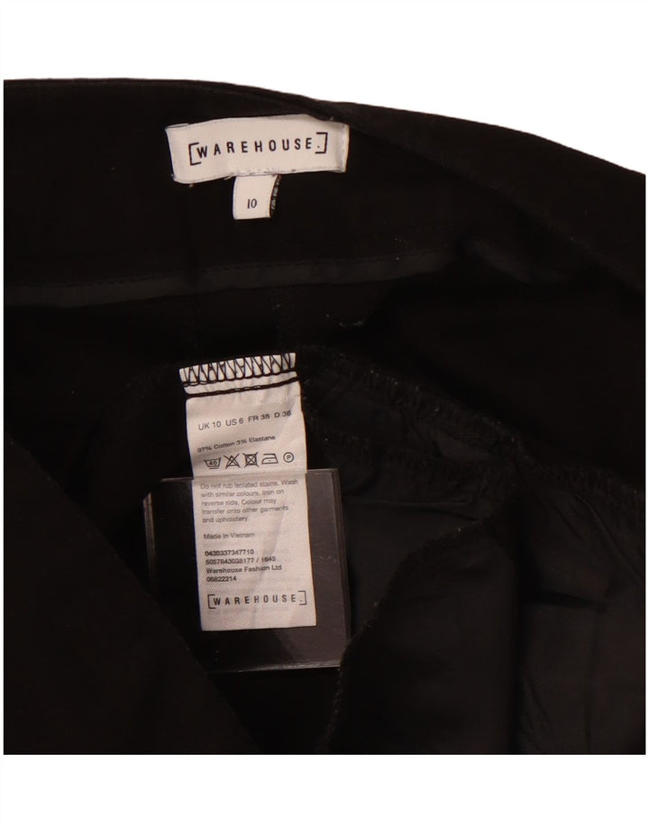 WAREHOUSE Pantaloni chino subțiri pentru femei UK 10 Small W28 L26 Bumbac negru