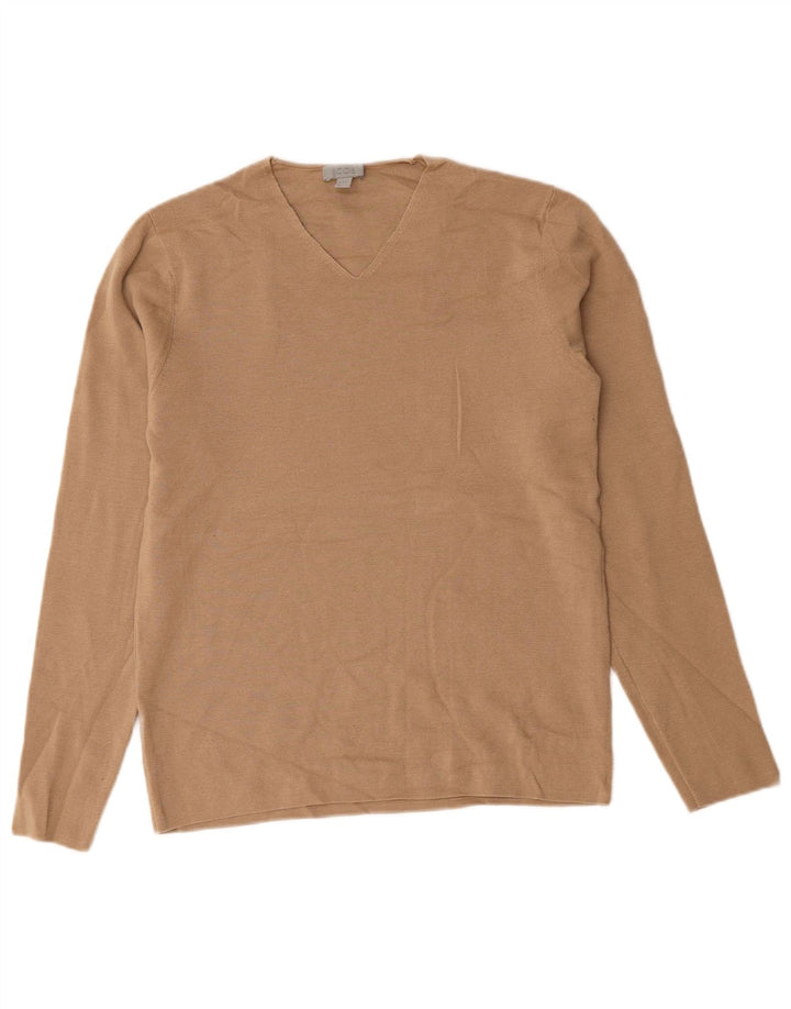 Pulover pentru femei Cos cu decolteu în V UK 14 Medium Beige Lână
