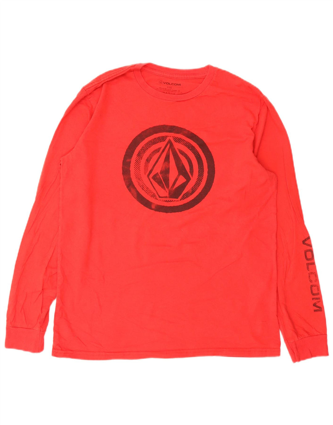 Tricou grafic pentru bărbați Volcom cu mânecă lungă, bumbac roșu mare