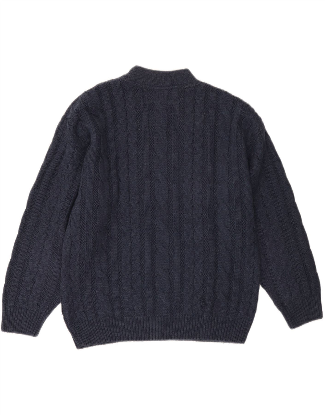 Pulover VINTAGE pentru femei cu decolteu triplu UK 18 XL bleumarin acrilic