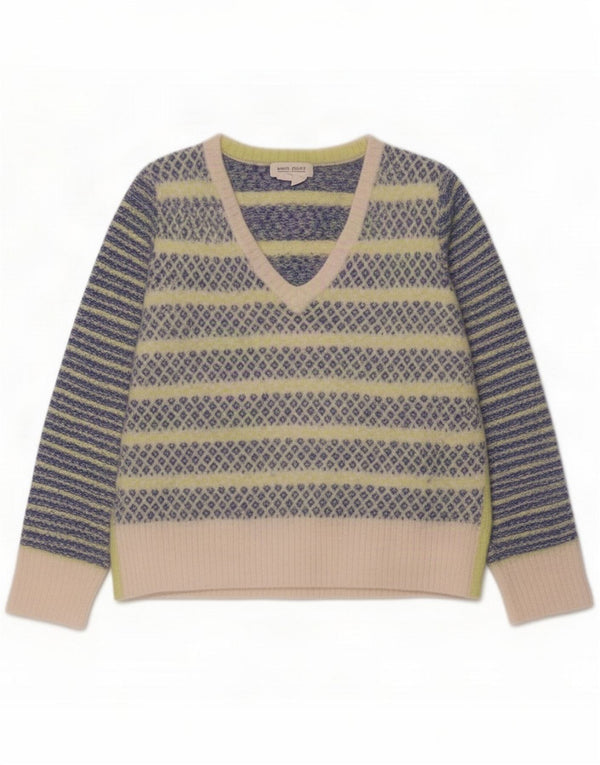 White Stuff Pulover cu decolteu în V pentru femei UK 12 Medium, multicolore, cu dungi