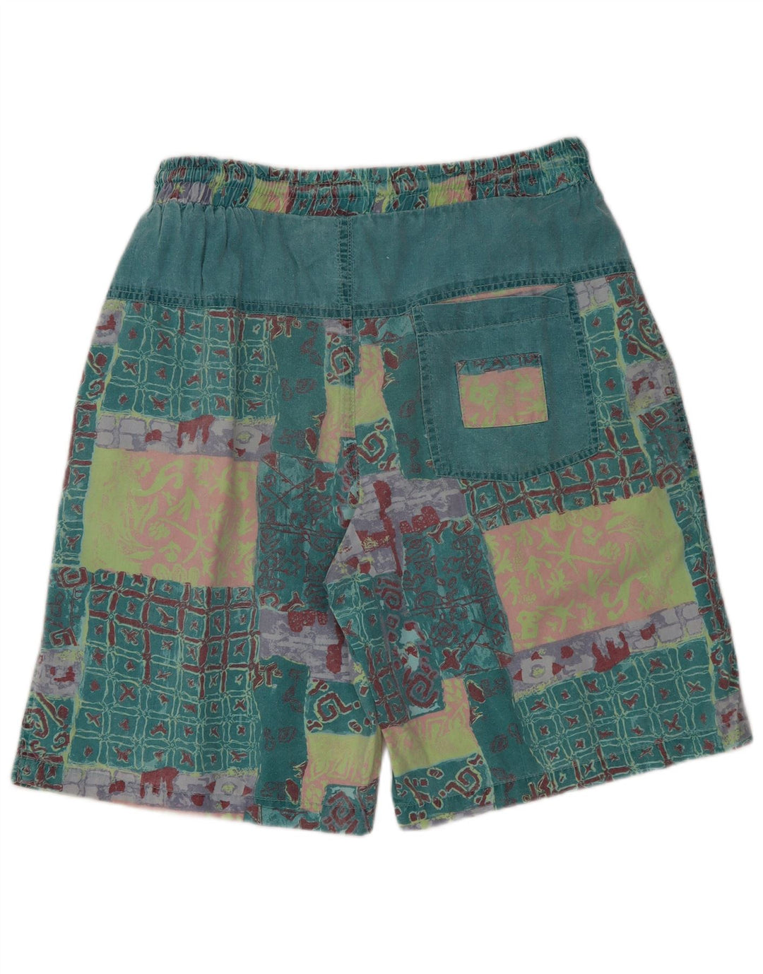 Pantaloni scurți casual vintage pentru bărbați, XL W32, bumbac mozaic verde
