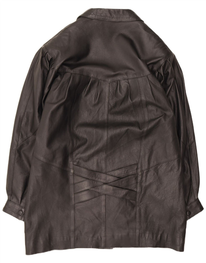 Palton din piele vintage pentru femei UK 18 XL negru