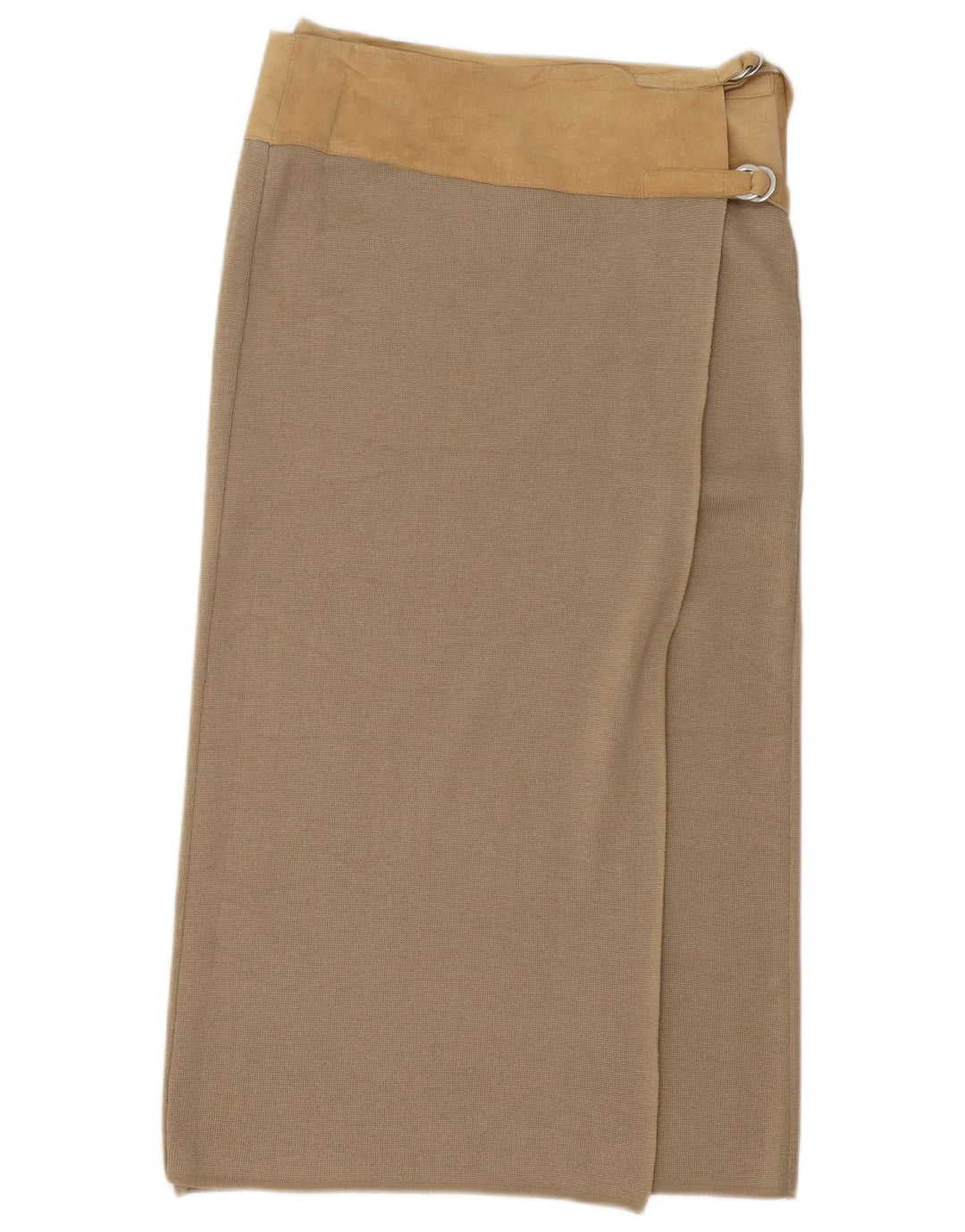Fusta midi Benetton pentru femei, mare W32, lână color bloc de culoare bej