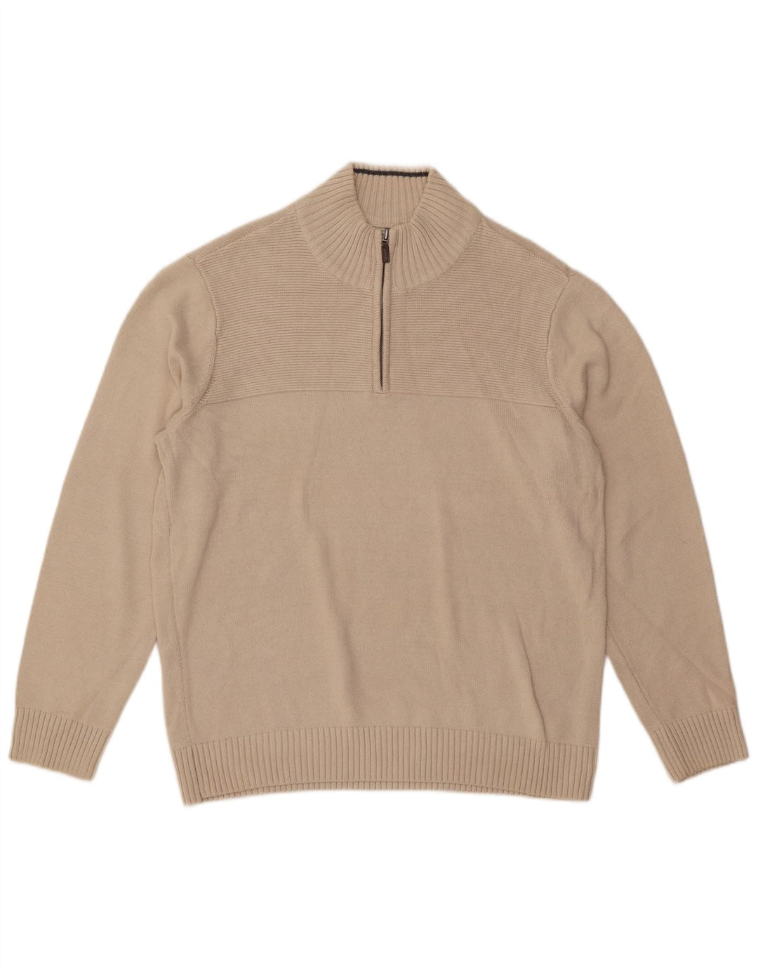 Pulover Dockers pentru bărbați, cu fermoar, cu gât, mare, bumbac alb