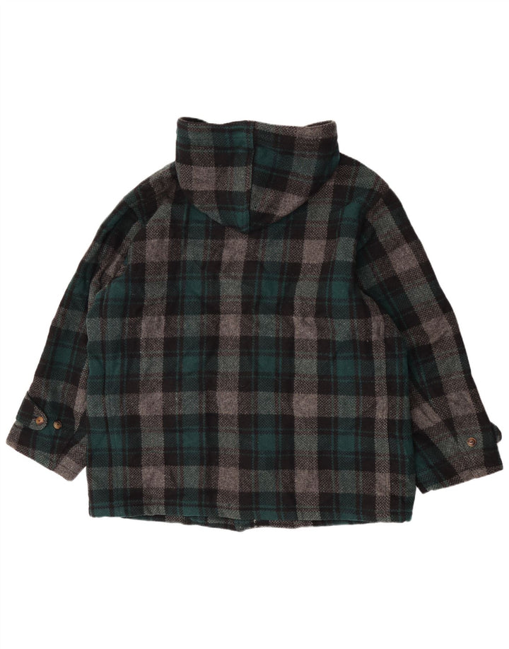 Enrico Coveri Duffle Coat pentru femei IT 44 Medium Green Check Wool