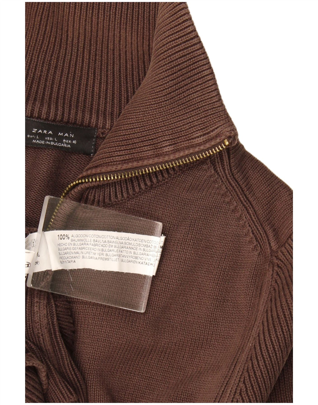 Pulover cardigan pentru bărbați Zara, mare, maro, bumbac