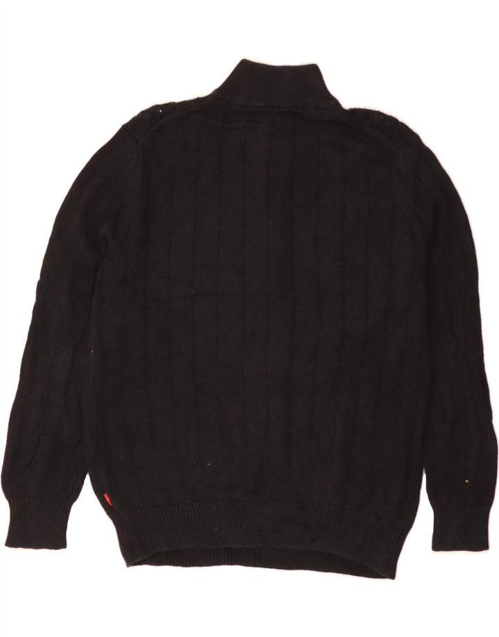 IZOD Womens Zip Neck Jumper Sweater UK 16 Large Black Argyle/Diamond Vintage Izod and Second-Hand Izod from Messina Hembry 