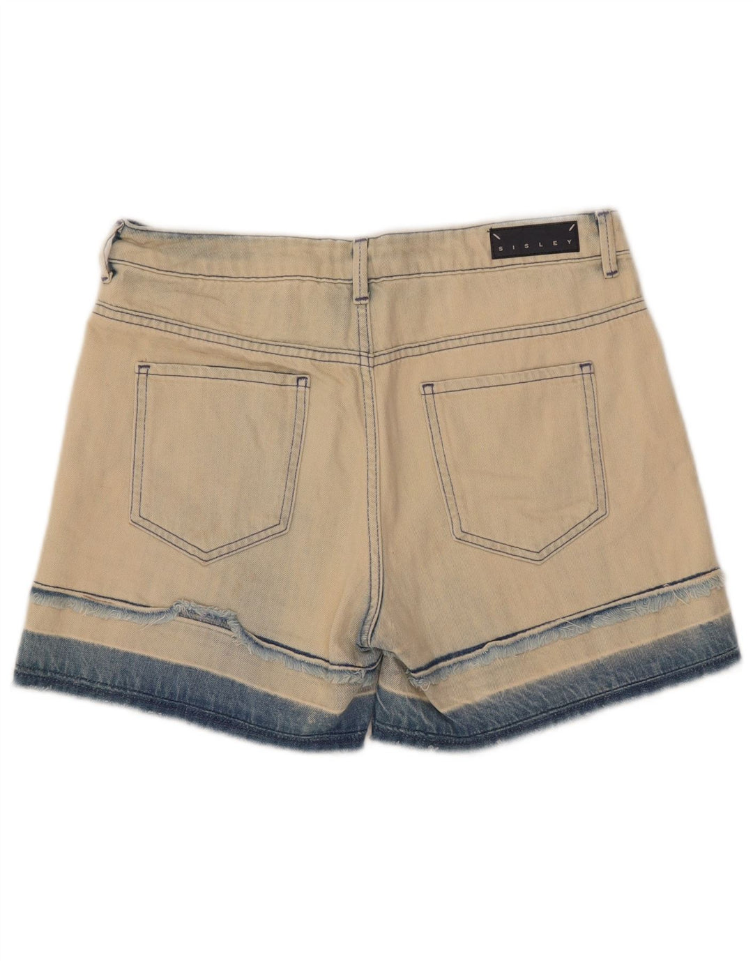 Pantaloni scurți din denim pentru femei Sisley W28 bumbac mediu bej