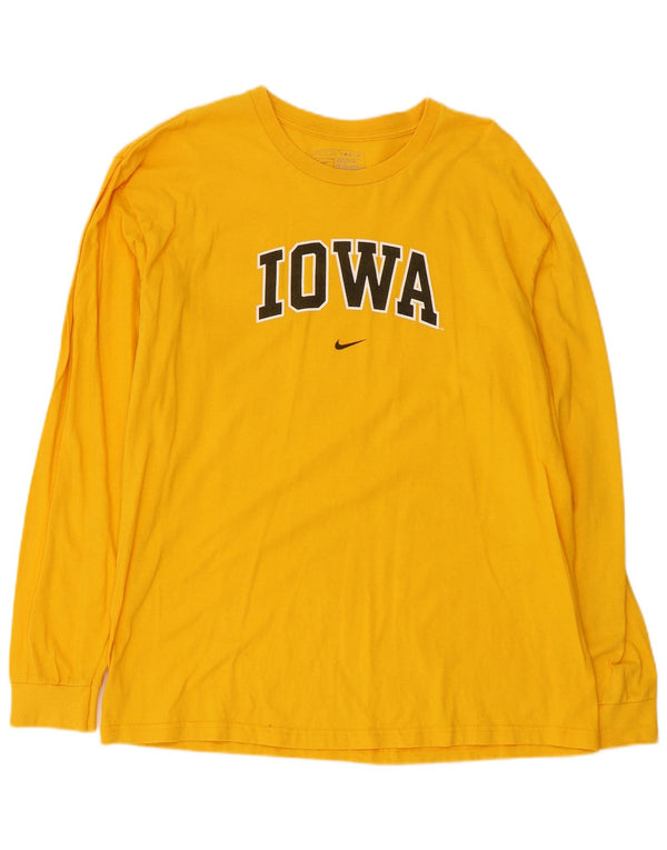 Top grafic Nike Iowa Hawkeyes pentru bărbați cu mânecă lungă, bumbac galben mare