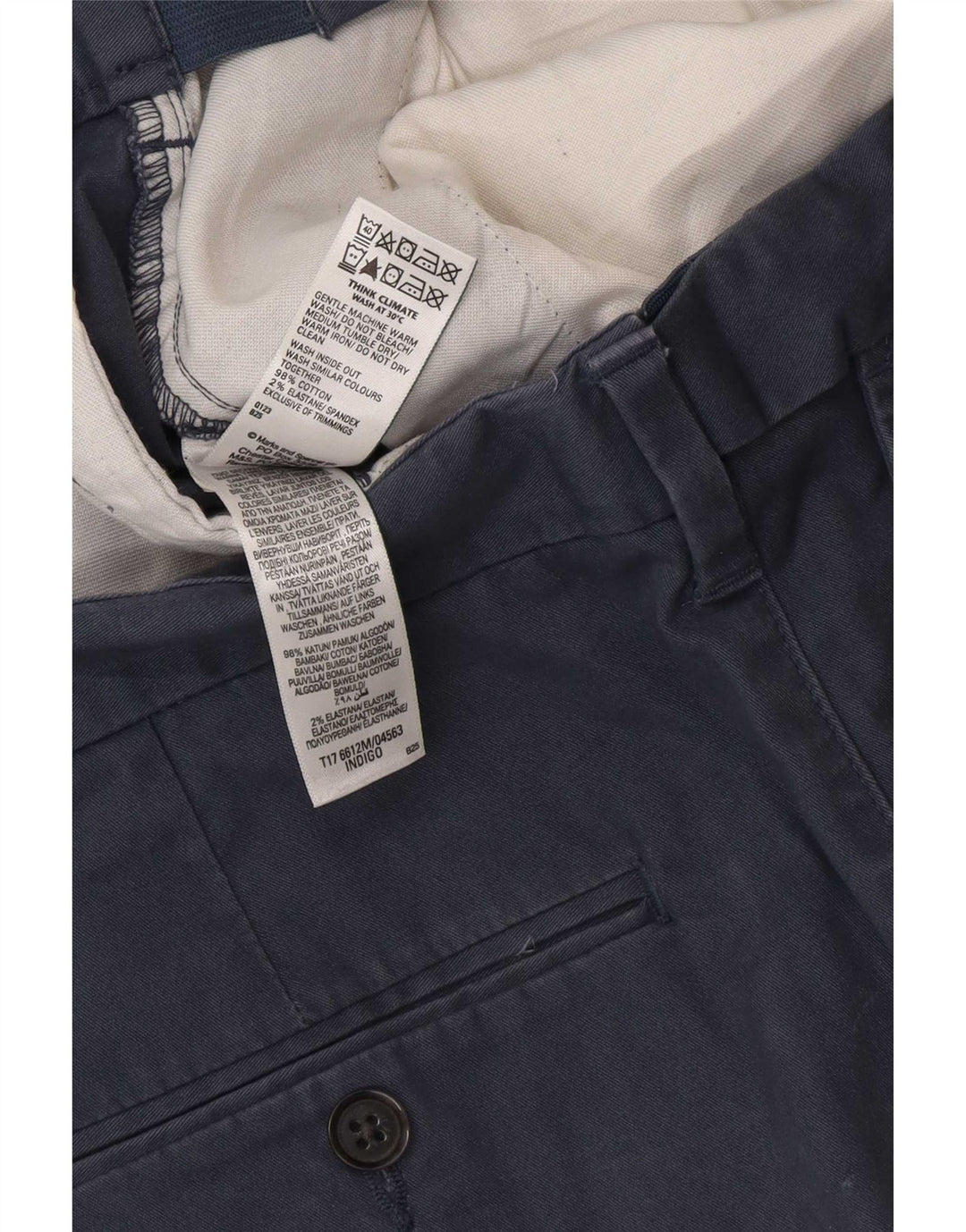 Pantaloni chino pentru bărbați Marks & Spencer, cu ajustare normală, L34 L32, bumbac albastru