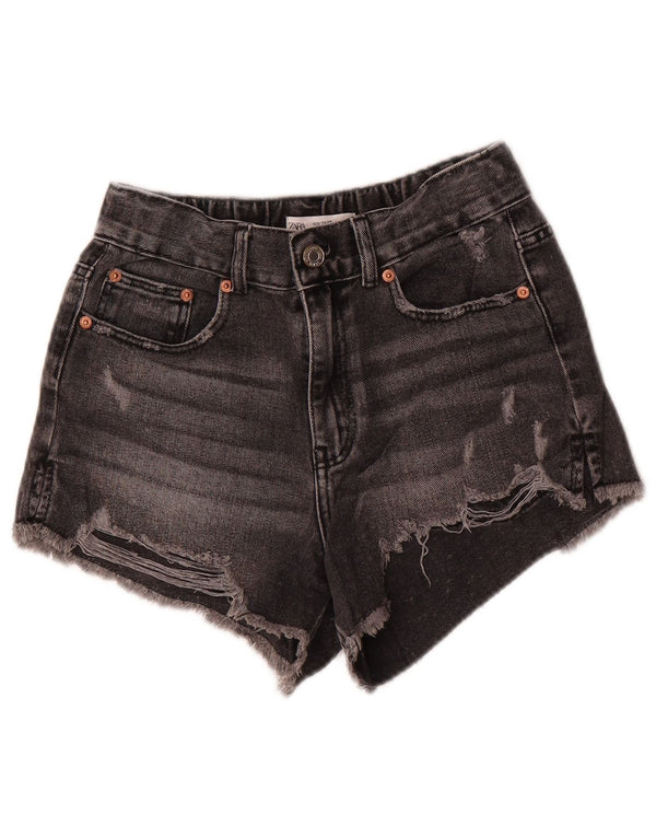 Pantaloni scurți din denim distressed pentru fete Zara 11-12 ani W26 gri