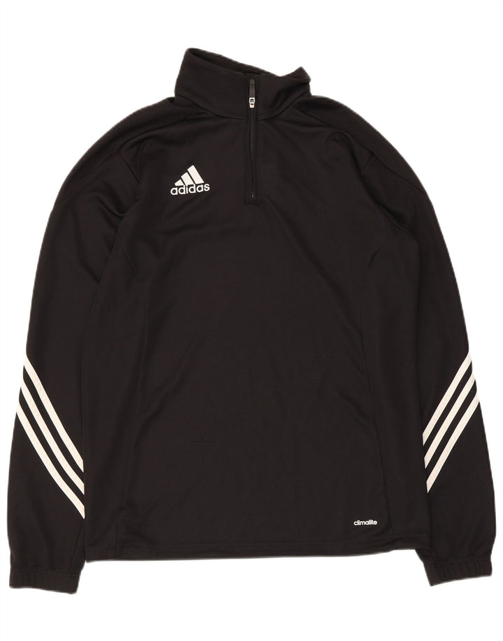 Adidas Mens Climalite Zip Neck Pullover Trening Top Mediu Negru