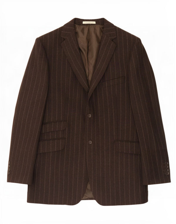 Crew Clothing Jachetă pentru bărbați cu 2 nasturi, UK 44 2XL, maro, cu dungi