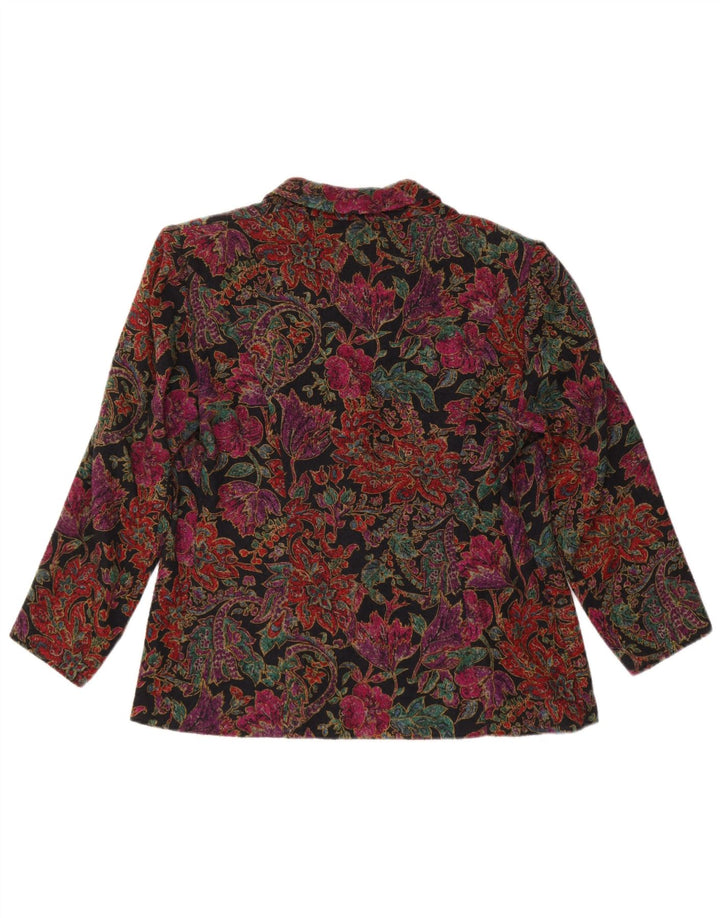 Jachetă vintage pentru femei cu 4 nasturi, UK 14, mare, multicoloră, florală