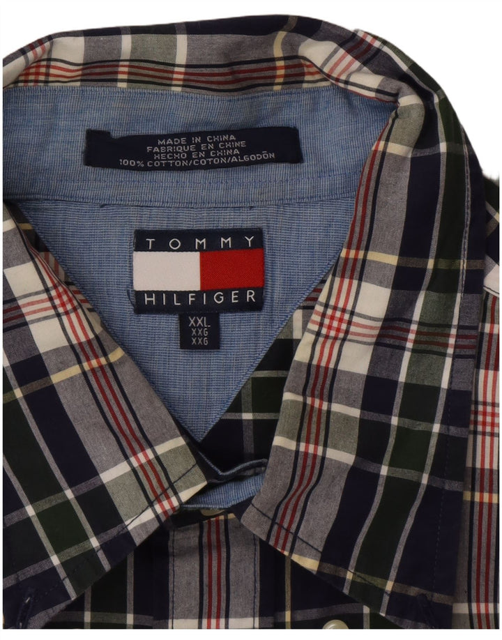Cămașă pentru bărbați TOMMY HILFIGER 2XL, bumbac cu carouri bleumarin