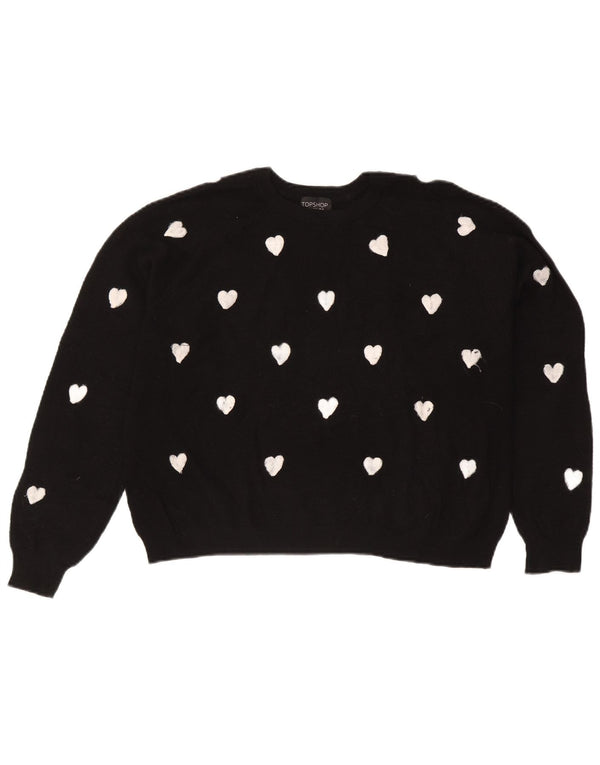Pulover Topshop pentru damă, cu model abstract, cu gât de barcă, UK 16, mare, negru