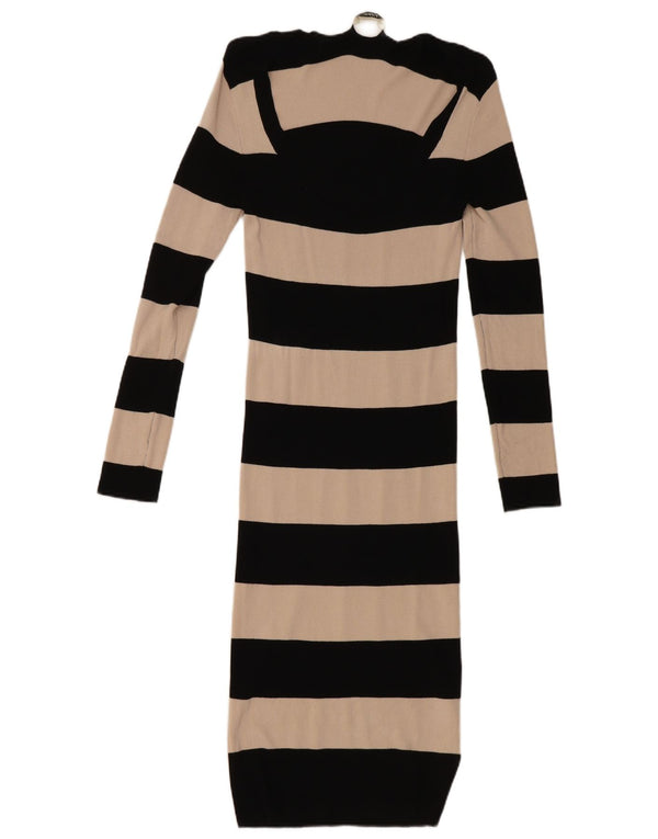 Rochie bodycon cu mânecă lungă pentru femei Oasis UK 10 mic, viscoză cu dungi negre