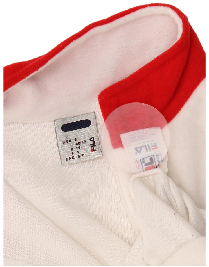 Top pentru femei Fila, cu fermoar, cu mânecă lungă, UK 8, alb, poliester color bloc