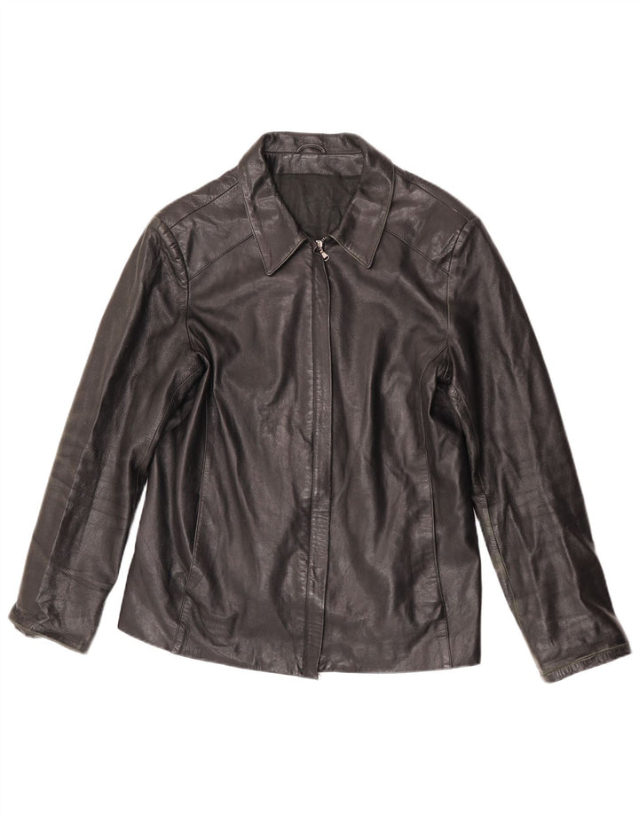 Geacă de piele vintage pentru femei IT 52 2XL din piele neagră