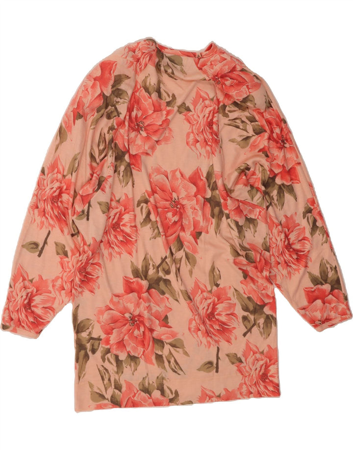VINTAGE Womens Boat Neck Jumper Sweater IT 42 Medium Pink Floral Polyester Vintage Vintage and Second-Hand Vintage from Messina Hembry 