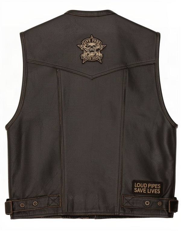 Gilet din piele vintage pentru bărbați UK 40 Large Black