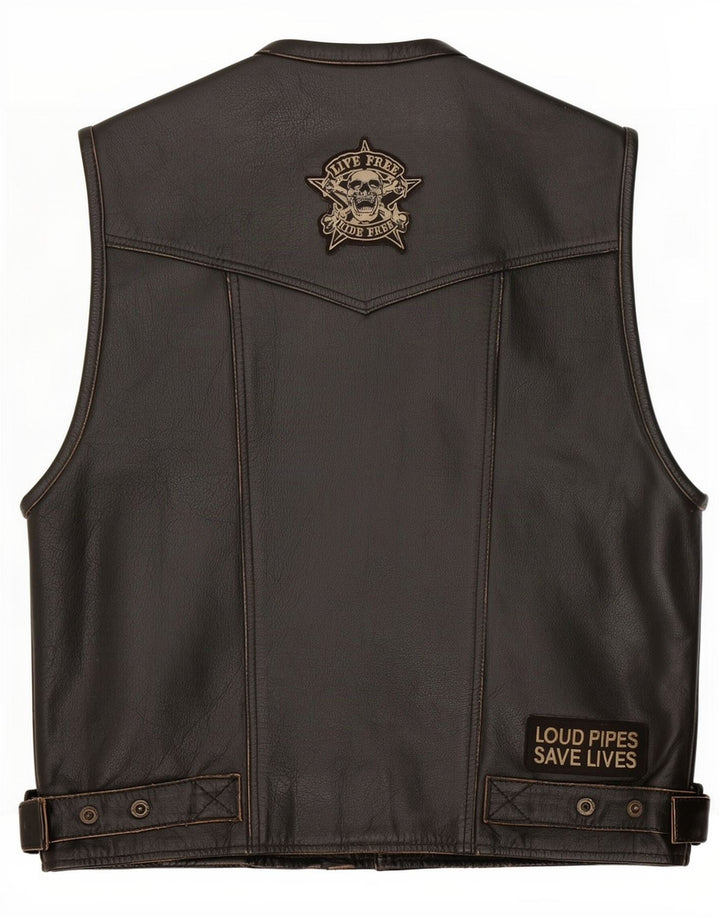 Gilet din piele vintage pentru bărbați UK 40 Large Black