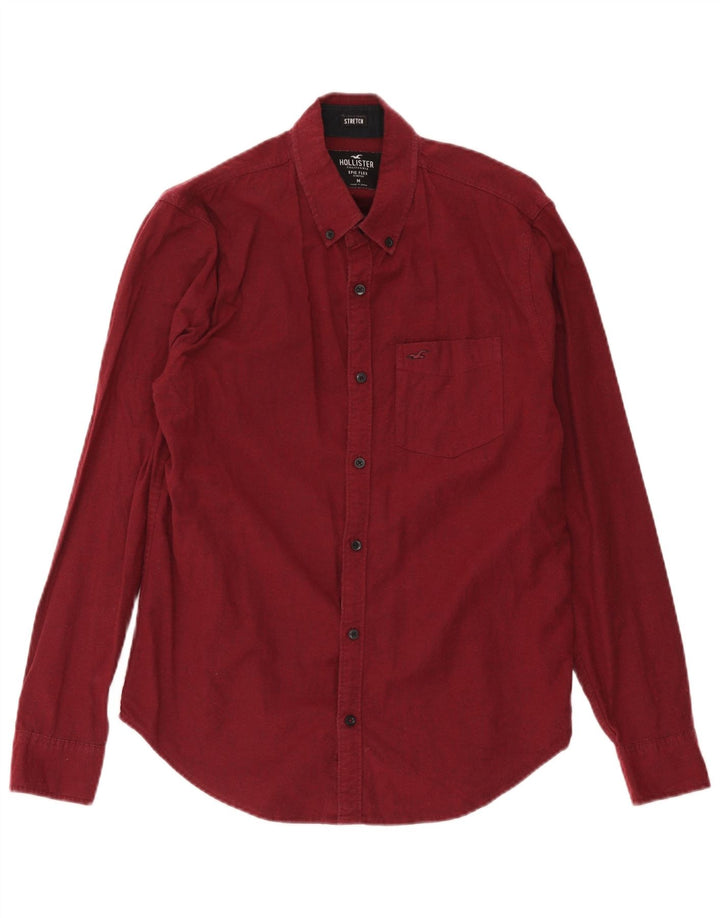 Cămașă Hollister pentru bărbați, bumbac burgundy mediu