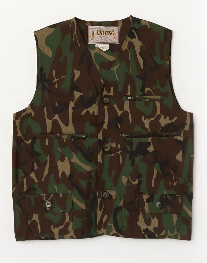 Gilet utilitar vintage pentru bărbați IT 50 Poliester camuflaj verde mare