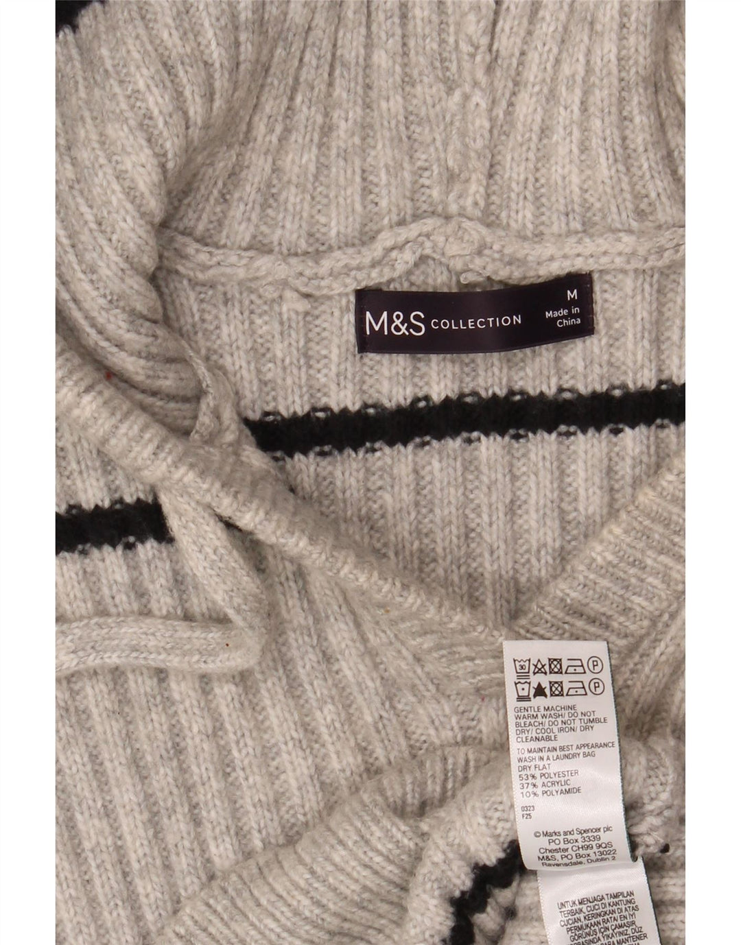 Pulover cu glugă pentru femei Marks & Spencer UK 14 Medium Gri cu dungi