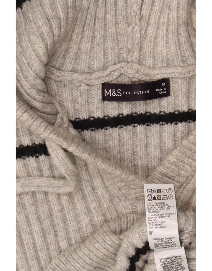 Pulover cu glugă pentru femei Marks & Spencer UK 14 Medium Gri cu dungi
