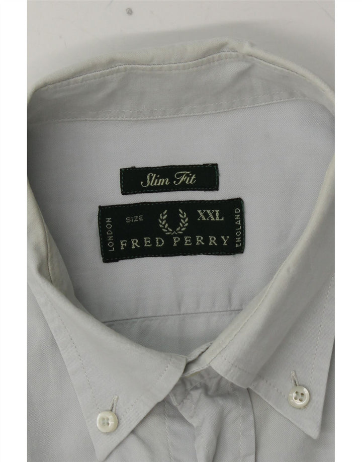 Cămașă Slim Fit FRED PERRY pentru bărbați, bumbac albastru 2XL