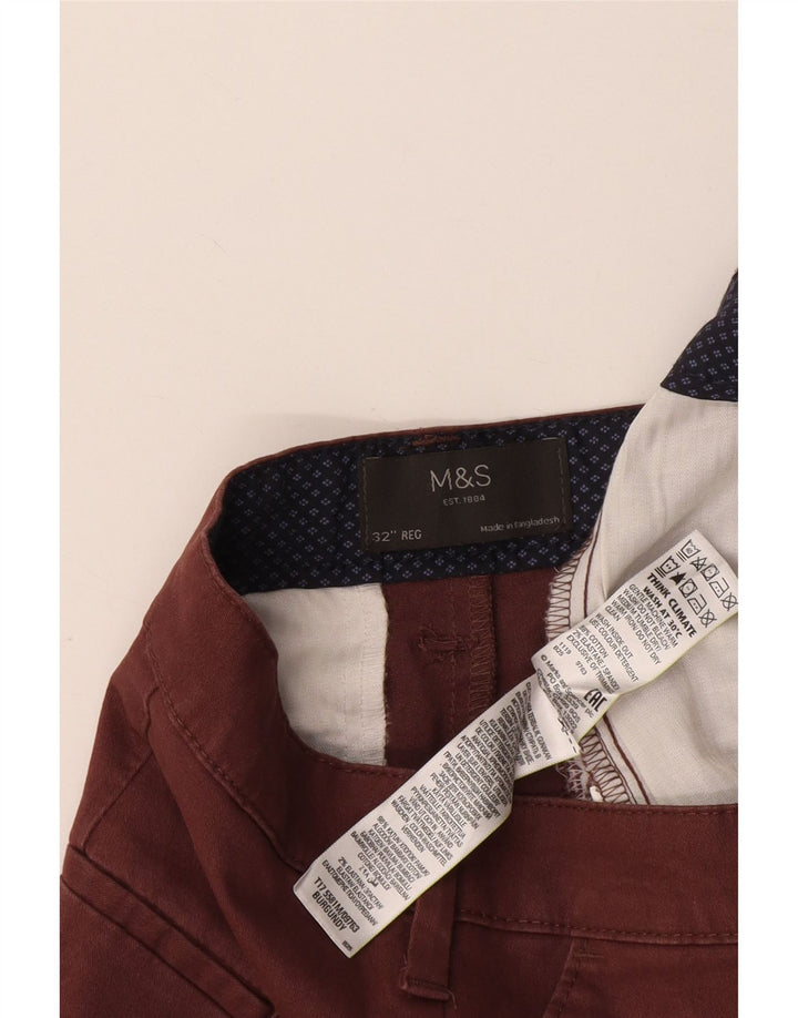Pantaloni scurți chino pentru bărbați Marks & Spencer W32 Bumbac Burgundy mediu