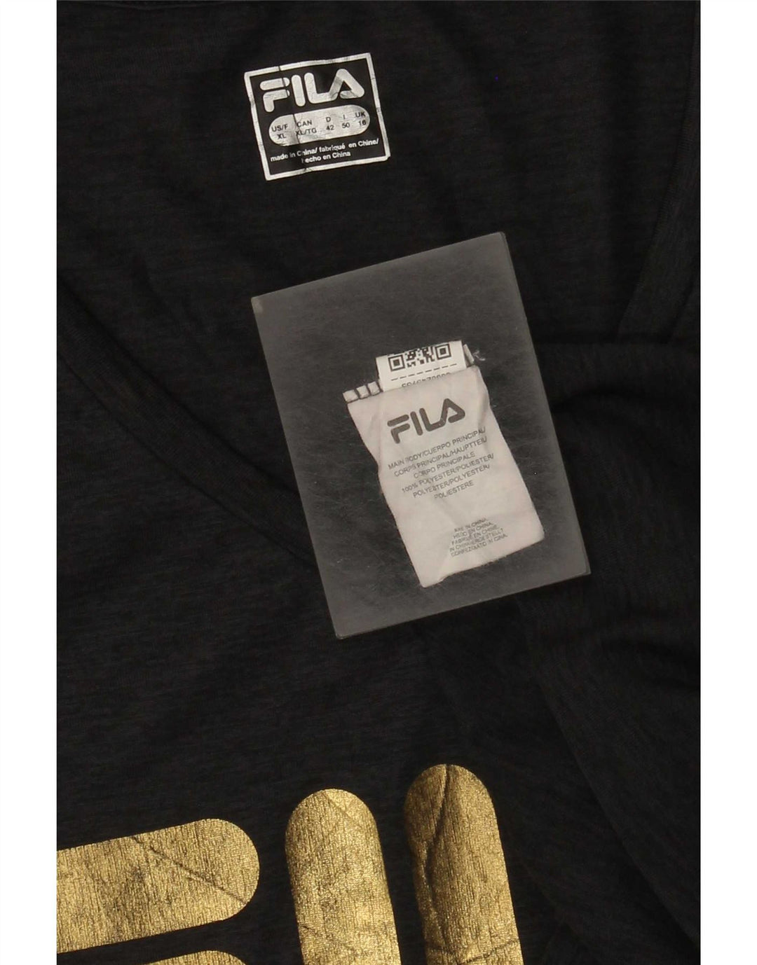 Tricou cu grafică Fila pentru femei Top UK 16 Large Grey Flecked Polyester