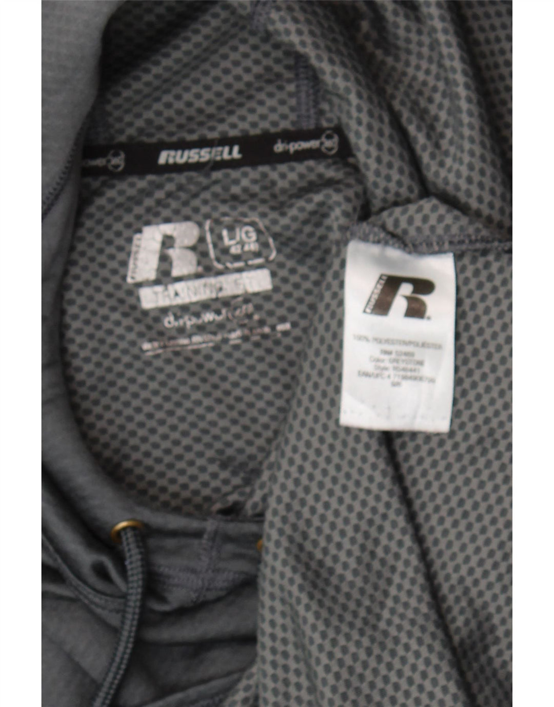 Pulover cu glugă Dri-Power pentru bărbați Russell Athletic, poliester mare, gri