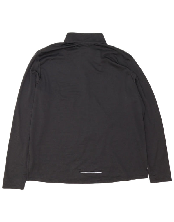 Top de trening pentru bărbați Dri Fit cu fermoar și gât, poliester negru 2XL
