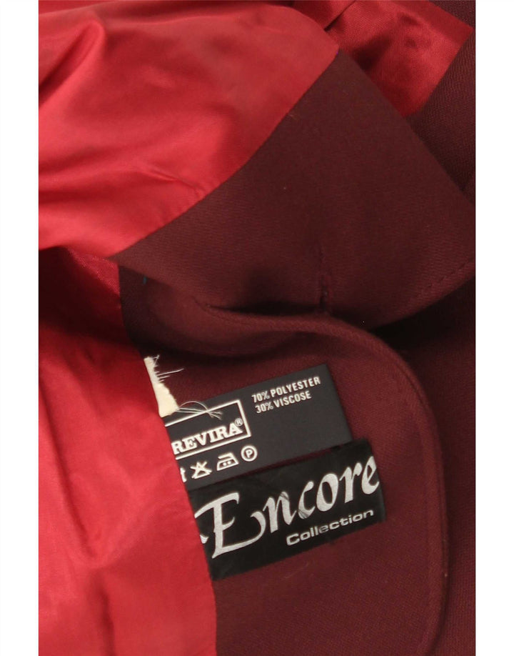 El Encore Jachetă Blazer pentru femei cu 3 nasturi UK 14 Medium Burgundy Poliester
