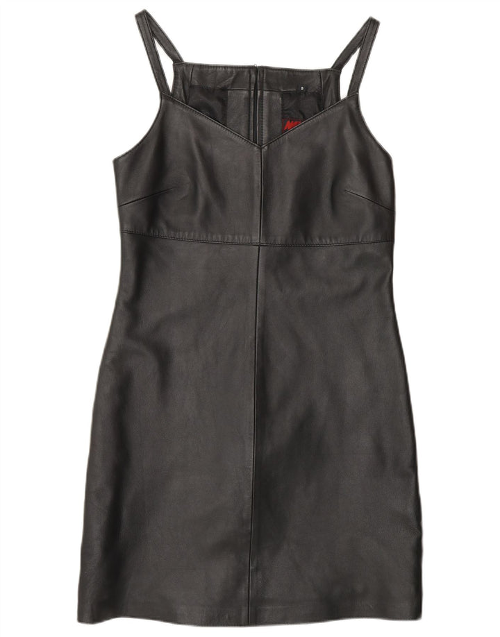 MADDOX Rochie din piele fără mâneci pentru femei UK 10 Piele neagră mică