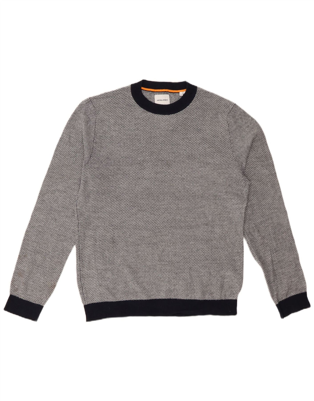 JACK & JONES Pulover pentru bărbați cu gât roșu, mare, gri acrilic