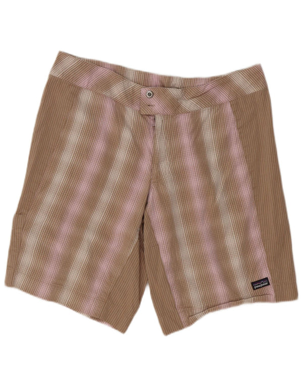 Pantaloni scurți casual Patagonia pentru femei US 12 Large W36 Brown Check Bumbac