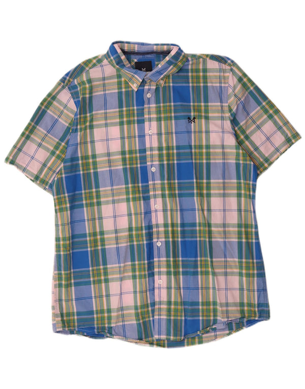 Crew Clothing Cămașă cu mânecă scurtă pentru bărbați XL Blue Check Bumbac