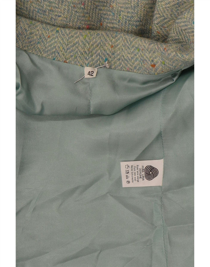 Jachetă vintage pentru femei cu 2 nasturi, IT 42, lână verde medie, în schemă
