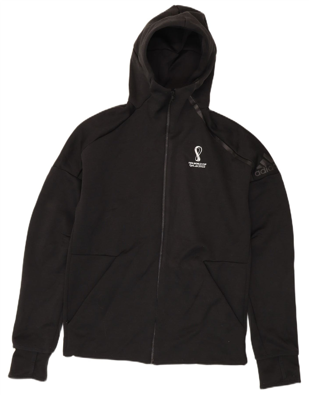 Pulover Adidas pentru bărbați, cu fermoar, poliester mediu negru
