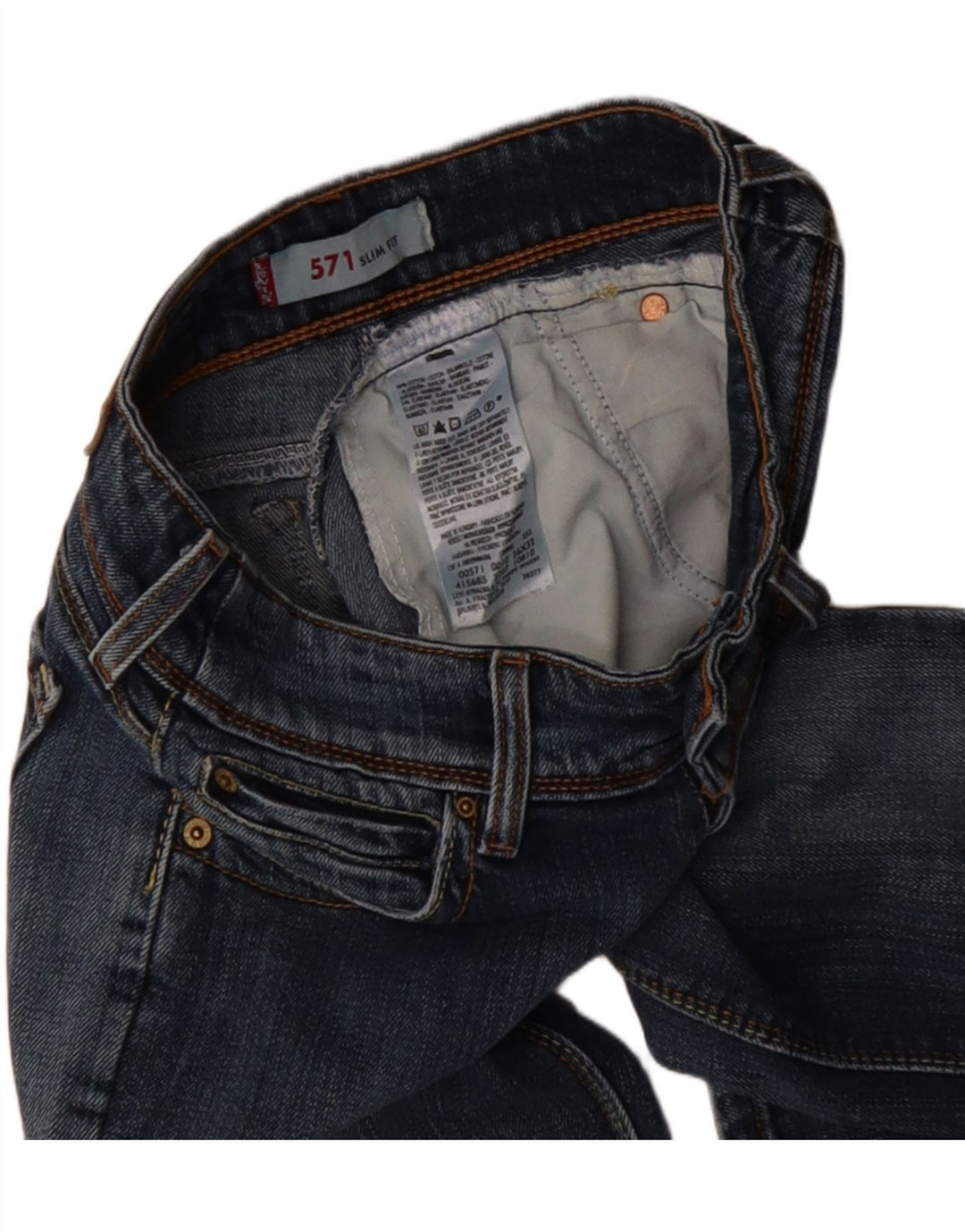LEVI'S Womens 571 Slim Jeans W26 L32 Blue Cotton Vintage Levi's and Second-Hand Levi's from Messina Hembry 