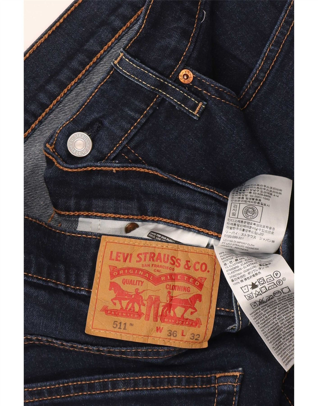 Blugi pentru bărbați Levi's 511 Slim W36 L32 Bumbac bleumarin