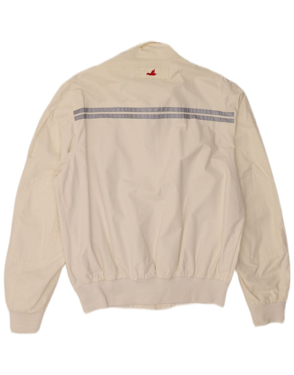 Geacă bomber cu grafică pentru bărbați Museum UK 42 XL din poliamidă color bloc alb