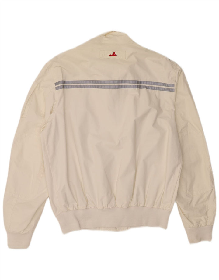Geacă bomber cu grafică pentru bărbați Museum UK 42 XL din poliamidă color bloc alb